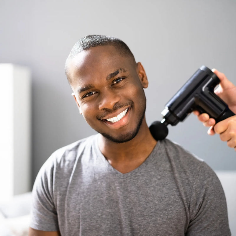 Pistola Massageadora Miofascial Fisio Atleta Gun Relax Crossfit Massagem 4 Ponteiras e Variação de Velocidades