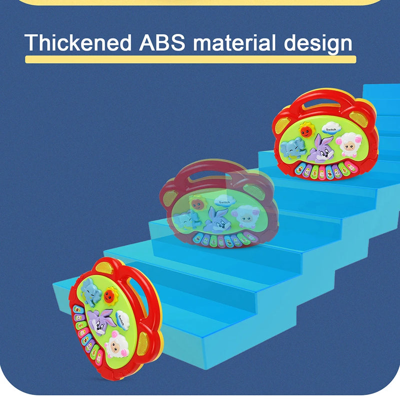Crianças dos desenhos animados piano teclado jogo com sons animais piscando luz música instrumento do bebê brinquedos educativos crianças presentes