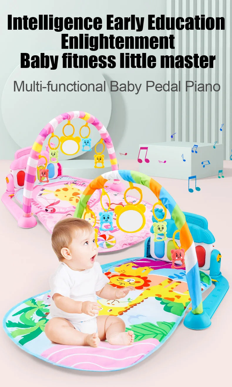 Bebê fitness suporte música jogar ginásio atividade brinquedos recém-nascido piano rastejando cobertor pedal jogo almofada educação precoce 0-36 meses presentes