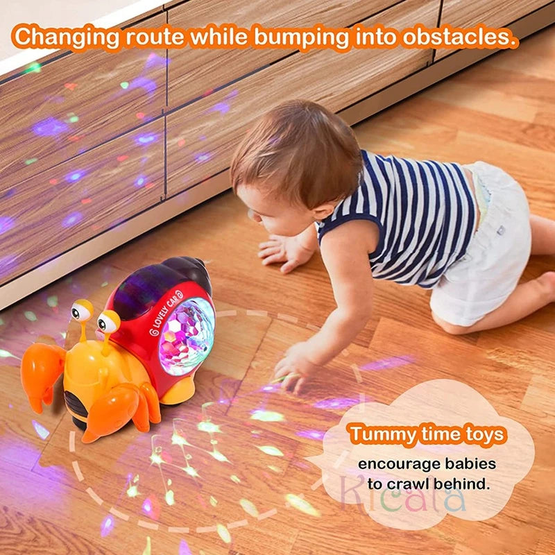 Caranguejo rastejante brinquedos do bebê com música iluminar brinquedos musicais interativos para o bebê dança rastejando brinquedos em movimento da criança 0 12