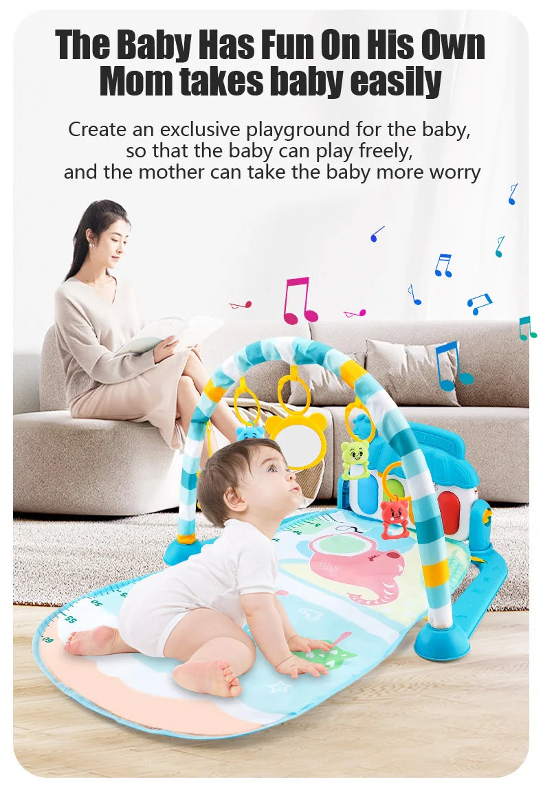 Bebê fitness suporte música jogar ginásio atividade brinquedos recém-nascido piano rastejando cobertor pedal jogo almofada educação precoce 0-36 meses presentes