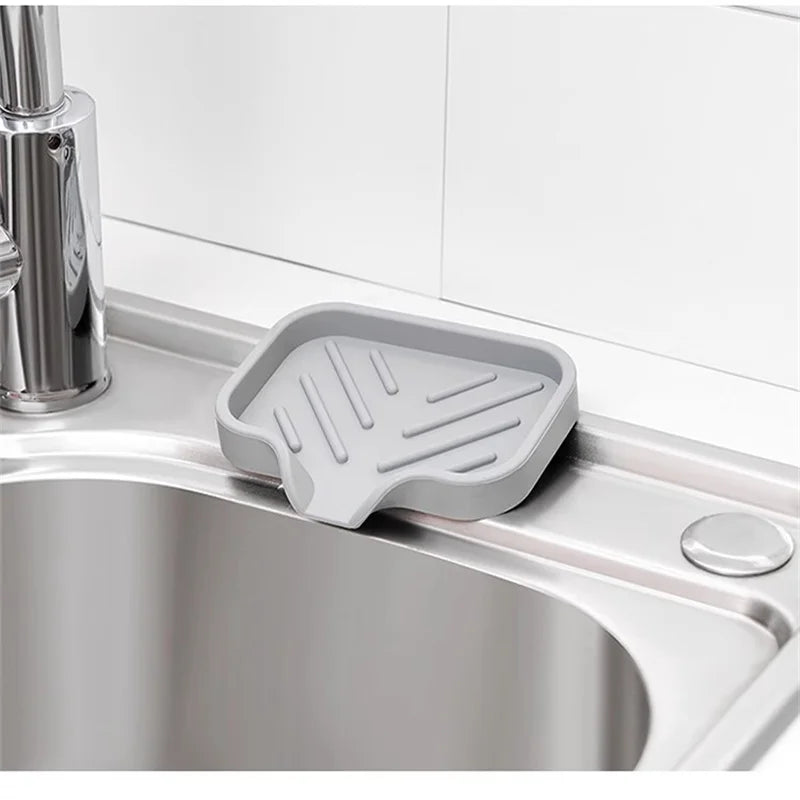 Pia bandeja de silicone com dreno sabão esponja armazenamento titular bancada pia purificador escova sabão rack armazenamento cozinha organizador