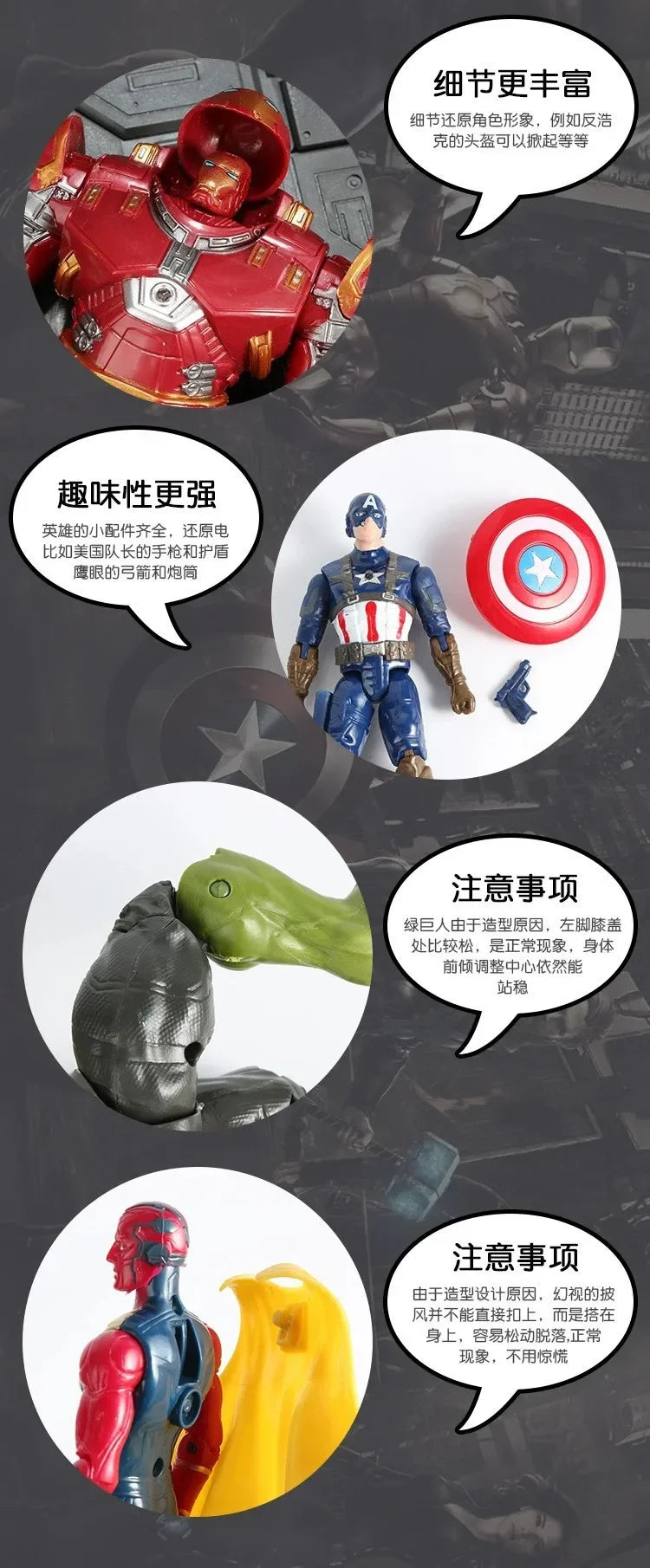 Marvel Comics Avengers Heroes Mercadoria, Homem de Ferro, Homem Aranha, Hulk, Modelo de Decoração de Mesa, Brinquedo Infantil, Presente de Aniversário