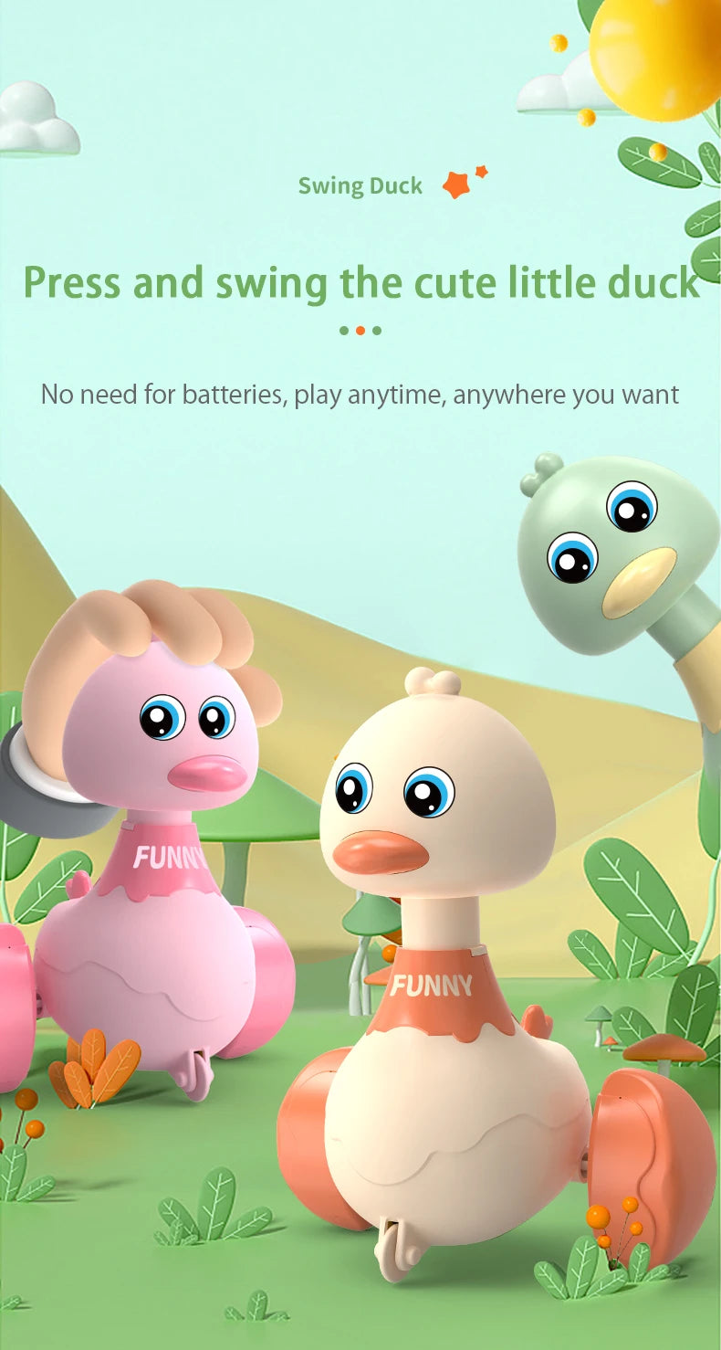 Desenhos animados do bebê Swing Duck Toy, Imprensa Veículos, Glide, Inércia Animal, Pull Back Cars, Early Education Toys for Toddlers, Boys, Girls