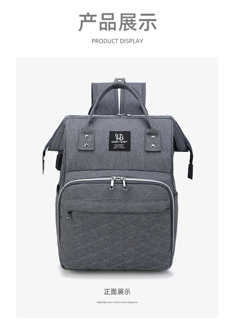 Bolsa de fraldas para mamãe, bolsa suspensa para carrinho de bebê, mochilas de fraldas de grande capacidade com tapete para troca, bolsas convenientes para amamentação de bebês