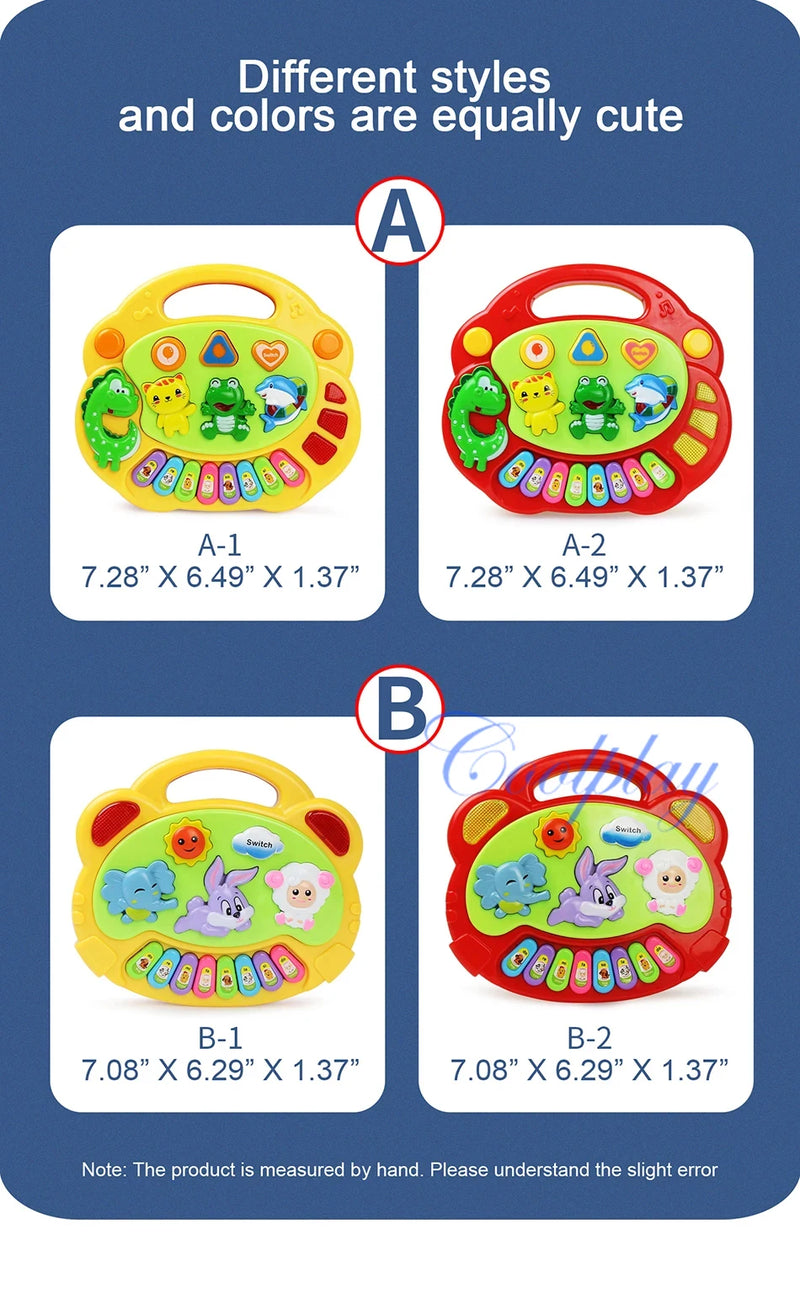 Crianças dos desenhos animados piano teclado jogo com sons animais piscando luz música instrumento do bebê brinquedos educativos crianças presentes