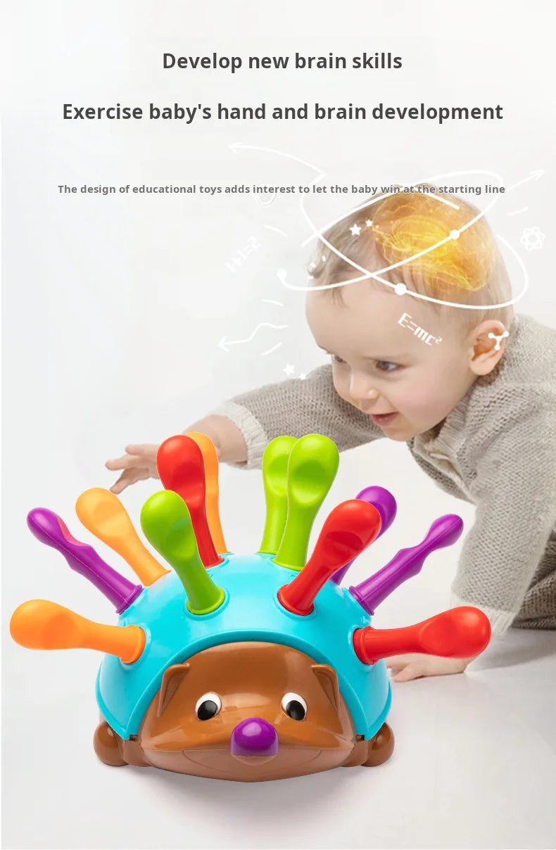 Brinquedos de educação precoce treinamento de ouriço focado no motor fino das crianças coordenação mão-olho luta inserido brinquedo para 1-3 anos