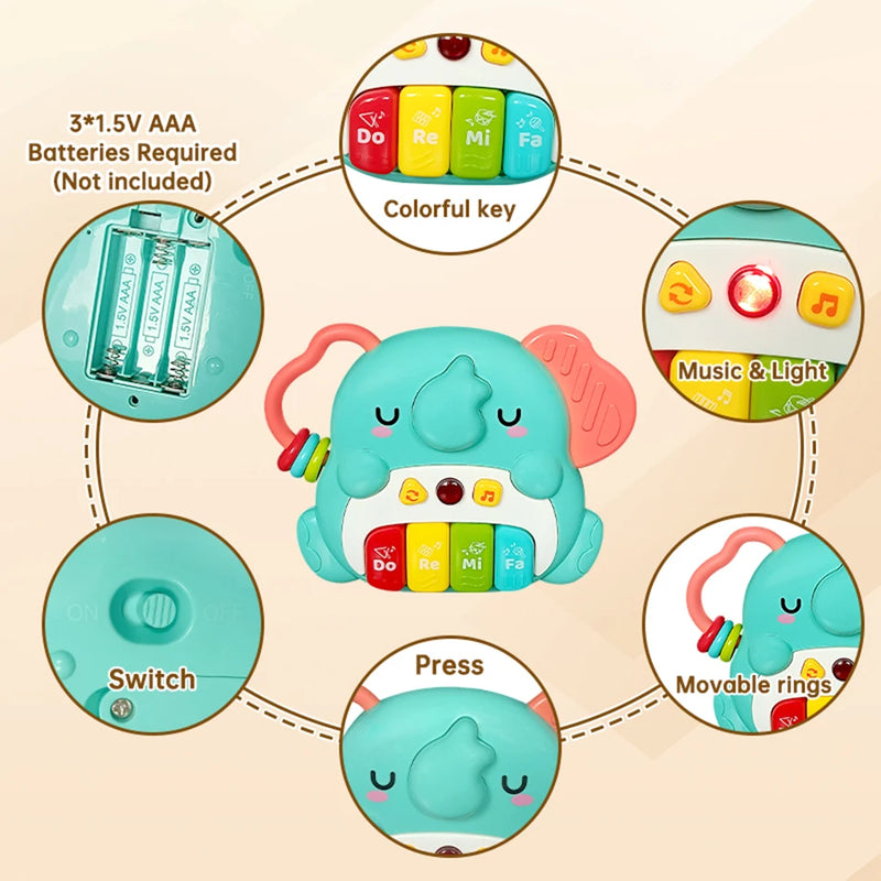 Crianças dos desenhos animados piano teclado jogo com sons animais piscando luz música instrumento do bebê brinquedos educativos crianças presentes