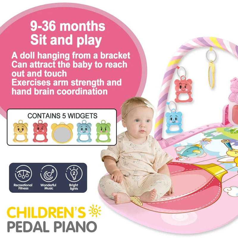Bebê fitness suporte música jogar ginásio atividade brinquedos recém-nascido piano rastejando cobertor pedal jogo almofada educação precoce 0-36 meses presentes