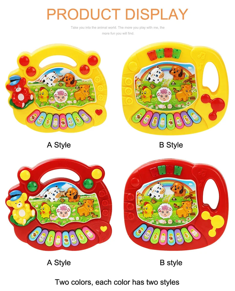 Crianças dos desenhos animados piano teclado jogo com sons animais piscando luz música instrumento do bebê brinquedos educativos crianças presentes