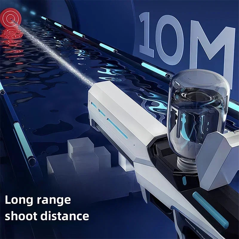 A pistola de água elétrica de brinquedo infantil mais vendida pode pulverizar água continuamente, sugar água automaticamente e tem um longo alcance