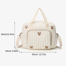 Saco de fraldas do bebê bonito urso flor bordado padrão saco de mamãe bebê bege algodão tecido zíper bolsa de fraldas novo saco de bagagem