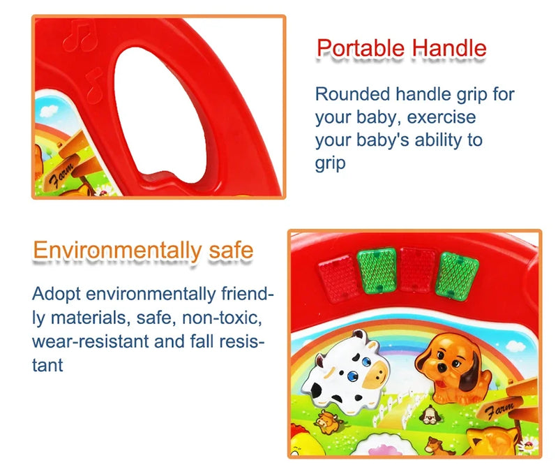 Crianças dos desenhos animados piano teclado jogo com sons animais piscando luz música instrumento do bebê brinquedos educativos crianças presentes