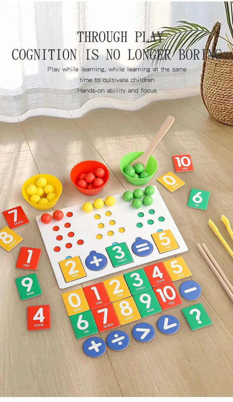 Clipe de descomposição digital montessori, brinquedo de matemática, combinação de cores, operação matemática, educação precoce, jogo de aprendizagem pré-escolar