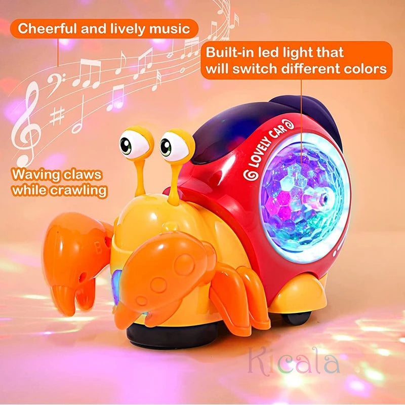 Caranguejo rastejante brinquedos do bebê com música iluminar brinquedos musicais interativos para o bebê dança rastejando brinquedos em movimento da criança 0 12