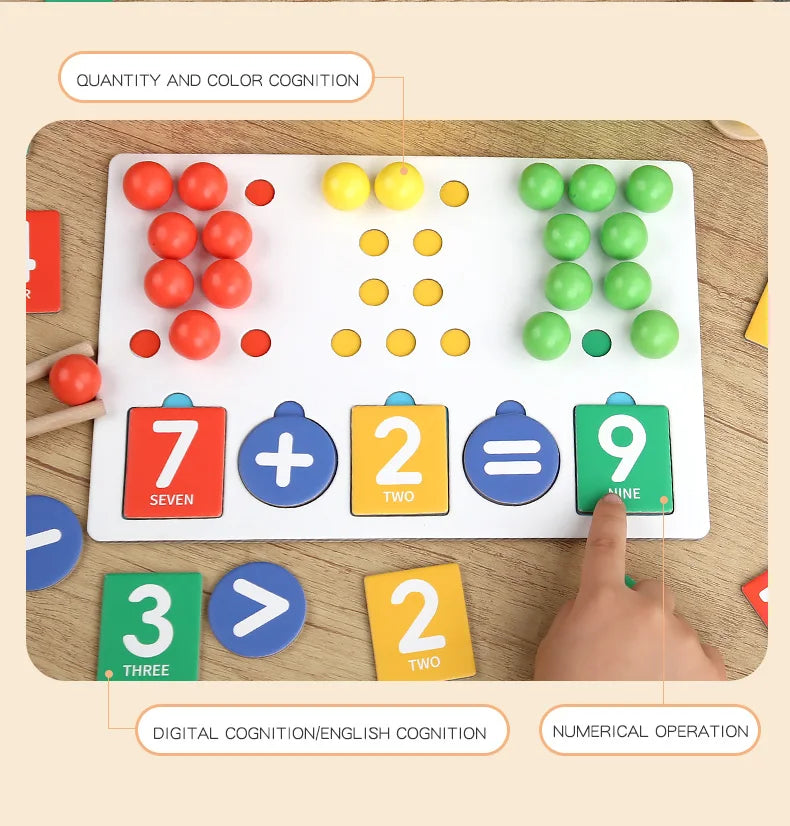 Clipe de descomposição digital montessori, brinquedo de matemática, combinação de cores, operação matemática, educação precoce, jogo de aprendizagem pré-escolar