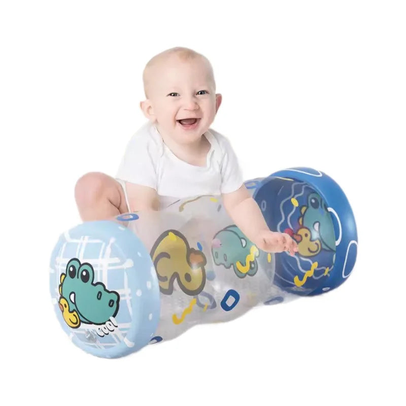 Brinquedo de atividade de desenvolvimento de rolo de engatinhar do bebê com jogos de chocalho de bola para o desenvolvimento de bebês 6 12 m brinquedo de engatinhar inflável