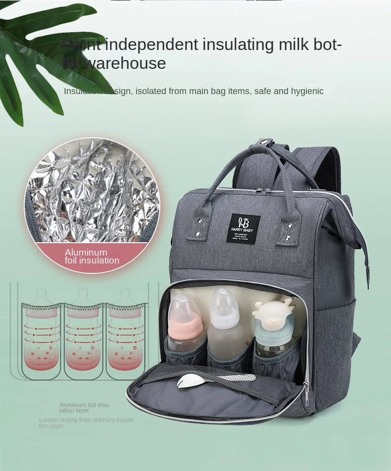 Bolsa de fraldas para mamãe, bolsa suspensa para carrinho de bebê, mochilas de fraldas de grande capacidade com tapete para troca, bolsas convenientes para amamentação de bebês