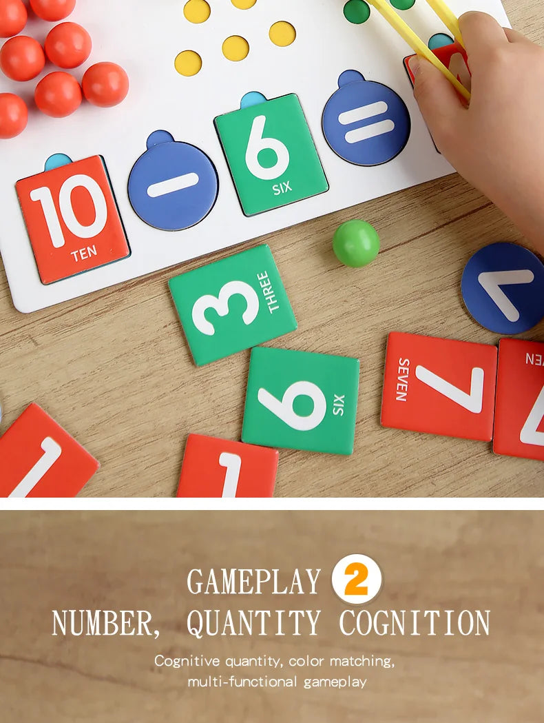 Clipe de descomposição digital montessori, brinquedo de matemática, combinação de cores, operação matemática, educação precoce, jogo de aprendizagem pré-escolar