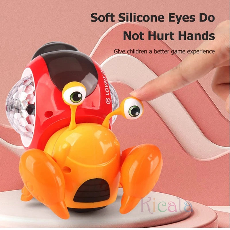 Caranguejo rastejante brinquedos do bebê com música iluminar brinquedos musicais interativos para o bebê dança rastejando brinquedos em movimento da criança 0 12