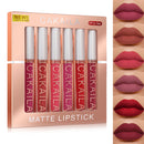 Conjunto de brilho labial com copo antiaderente, batom líquido, veludo, fosco, duradouro, pacote de 6