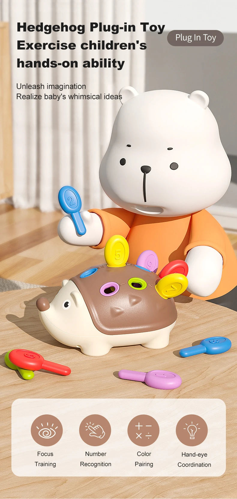 Montessori bebê ouriço brinquedos concentração treinamento educação brinquedos motor fino sensorial brinquedo educativo para crianças presentes de aniversário