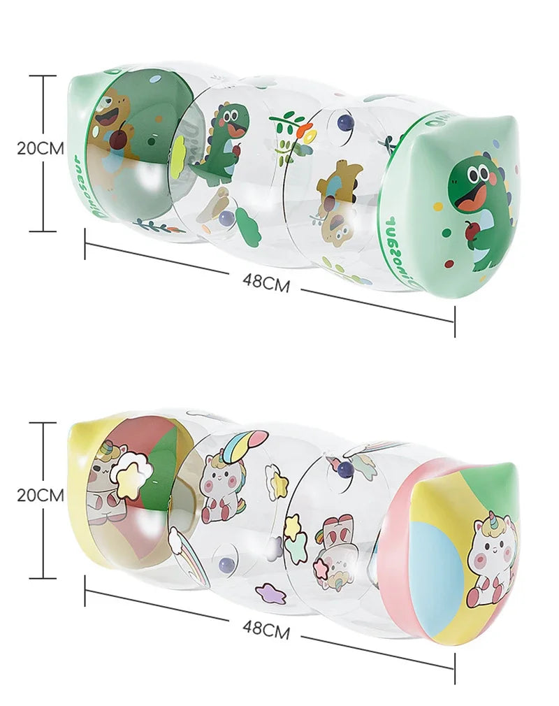 Brinquedo de atividade de desenvolvimento de rolo de engatinhar do bebê com jogos de chocalho de bola para o desenvolvimento de bebês 6 12 m brinquedo de engatinhar inflável