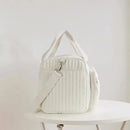 Saco de fraldas do bebê bonito urso flor bordado padrão saco de mamãe bebê bege algodão tecido zíper bolsa de fraldas novo saco de bagagem